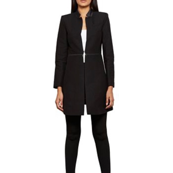 BCBGMAXAZRIA Black Women's Arelia Silk Blend A Line Coat Jacket Size XXS - Picture 3 of 6